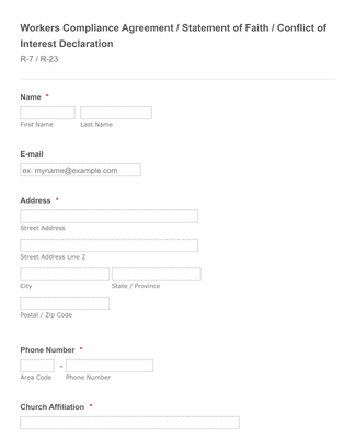 Workers Compliance Agreement / Conflict of Interest Declaration Form ...