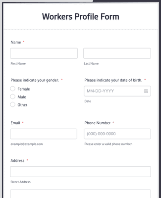 Form Templates: Workers Profile Form