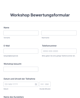 Form Templates: Workshop Bewertungsformular