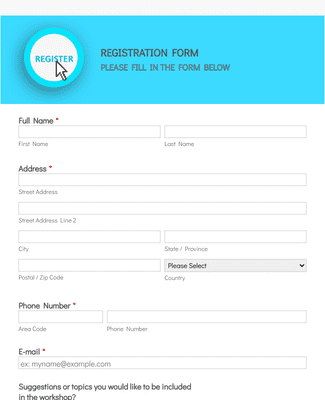 Responsive Workshop Registration Form Template | Jotform