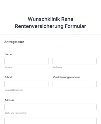 Form Templates: Wunschklinik Reha Rentenversicherung Formular