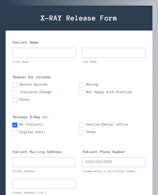 Form Templates: X RAY Release Form