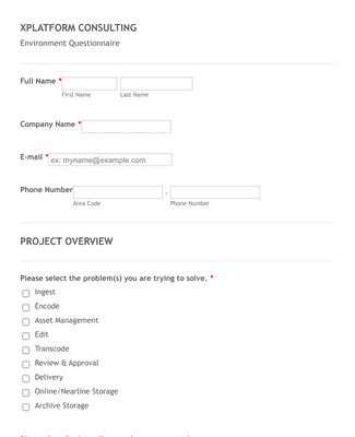Form Templates: XPLATFORM Consulting Storage Questionnaire