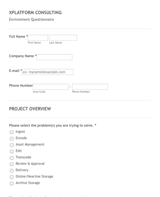 XPLATFORM Consulting - Storage Questionnaire Form Template | Jotform