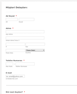 Form Templates: Yeni Müşteri Kayıt Formu