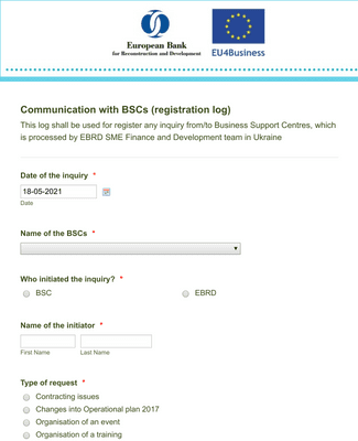 Form Templates: YK 0 Communication with BSCs (registration log)
