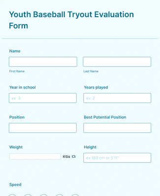 Youth Baseball Tryout Evaluation Form Template | Jotform