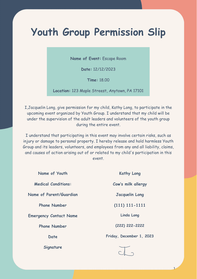 Youth Group Permission Slip Template PDF Templates Jotform Youth Group Permission Slip Template PDF Templates Jotform