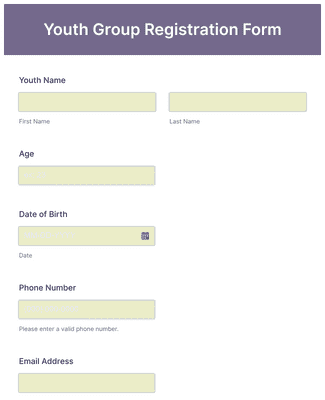 Form Templates: Youth Group Registration Form