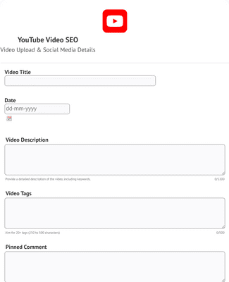 Form Templates: YouTube SEO Form