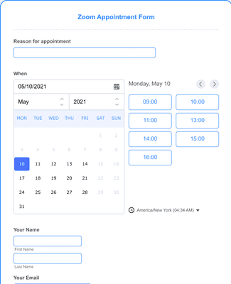 Zoom Appointment Form