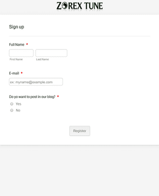 ZorexTune Sign Up Form Template | Jotform