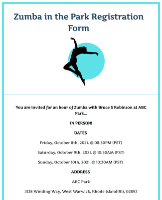 Zumba in the Park Registration Form