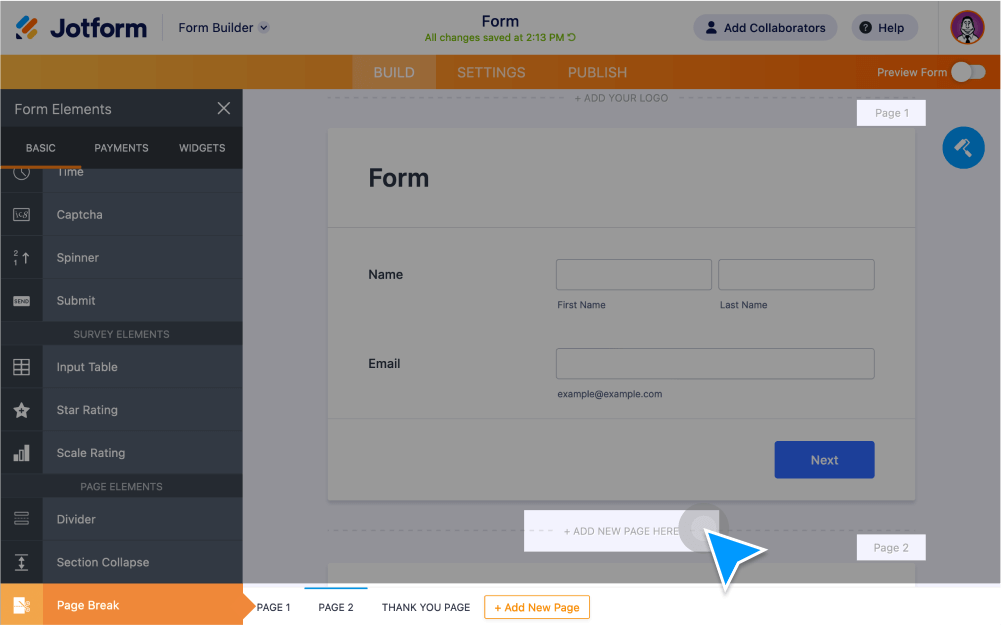 Page forms